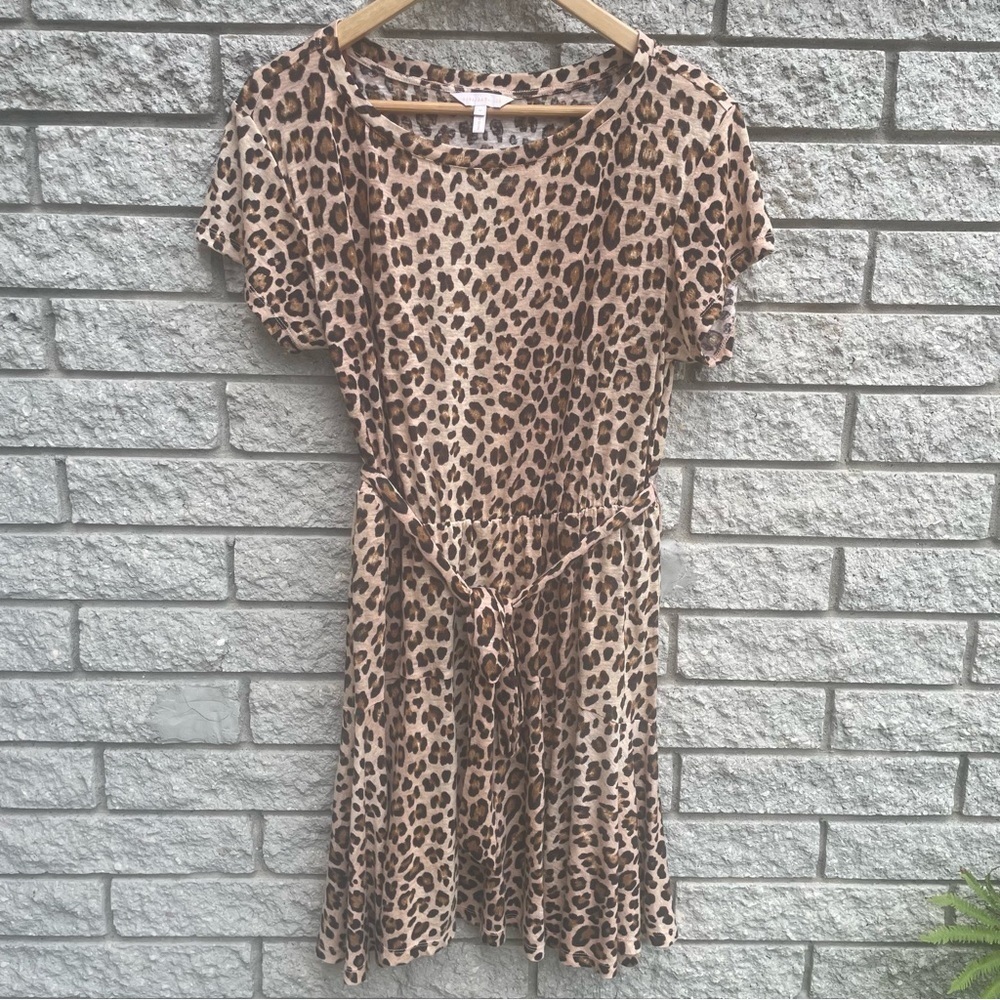Rebecca Taylor Leopard Print Linen Midi Dress Size Medium - Picture 2 of 8
